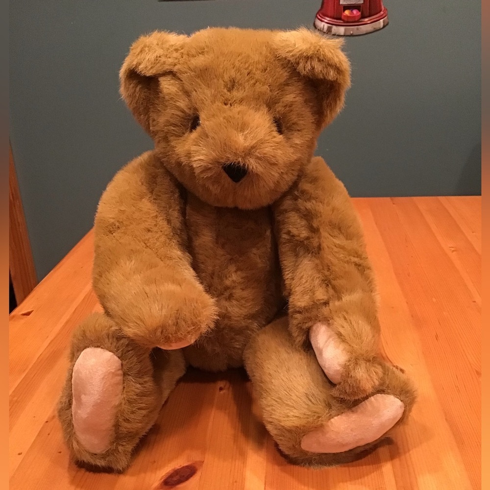 VINTAGE VERMONT TEDDY BEAR COMPANY JOINTED TEDDY BEAR 1990’s LATTE BROWN…